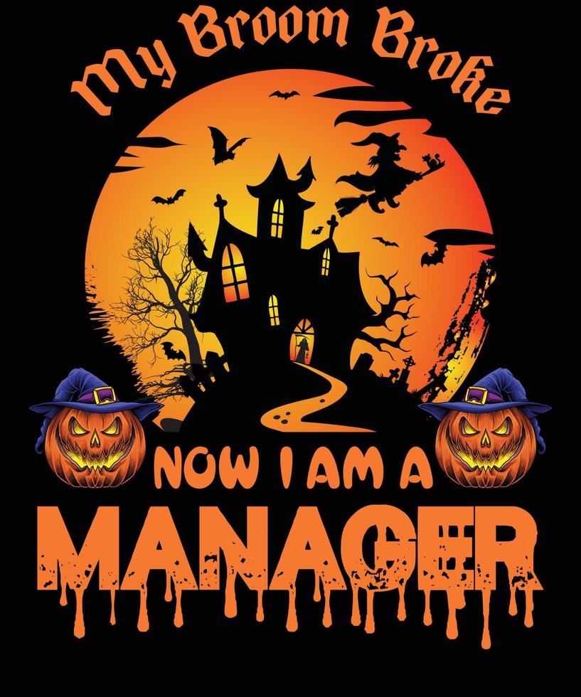 design de camiseta de gerente para o halloween vetor