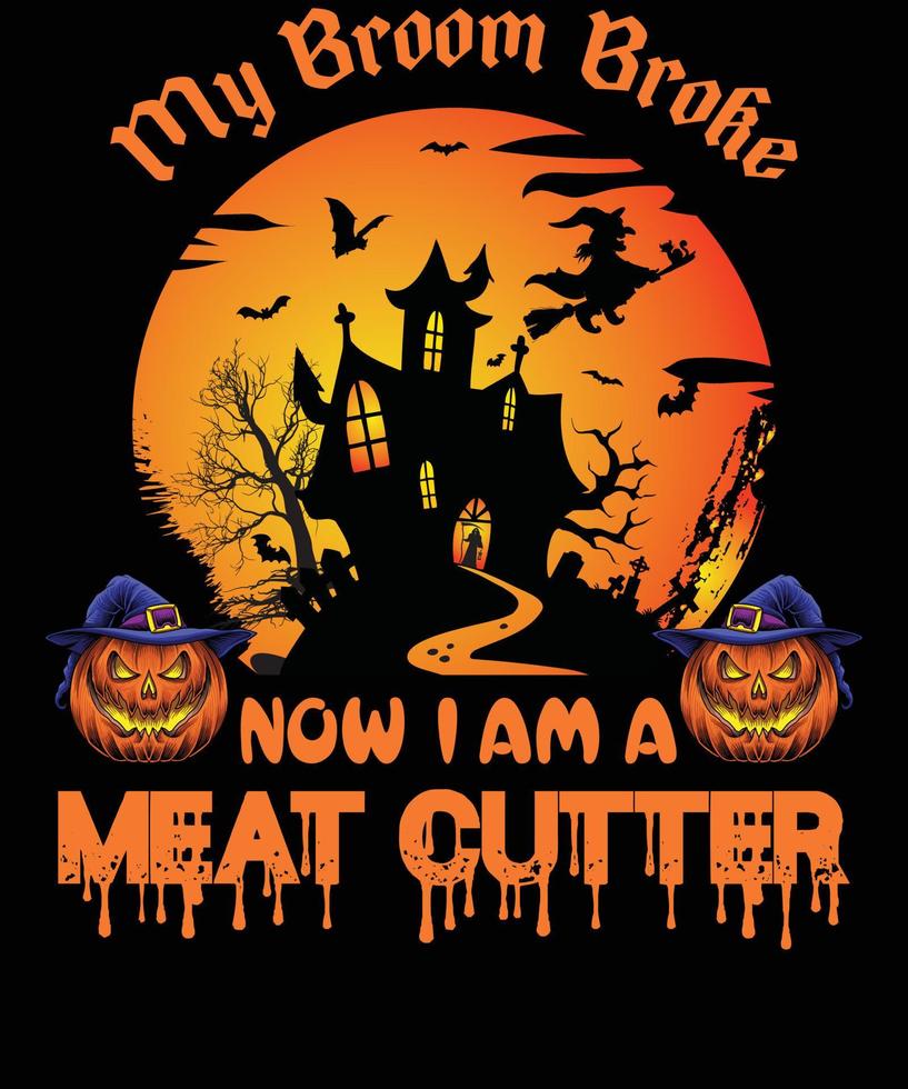 design de camiseta de cortador de carne para o halloween vetor