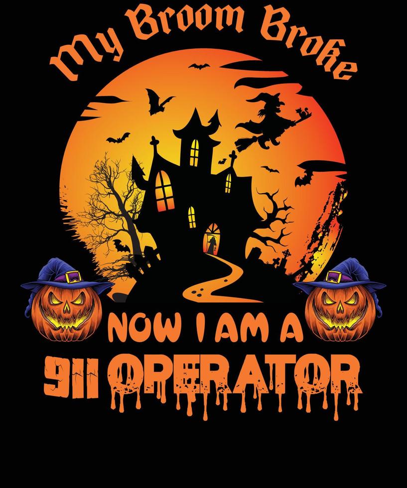 911 design de camiseta de operador para halloween vetor