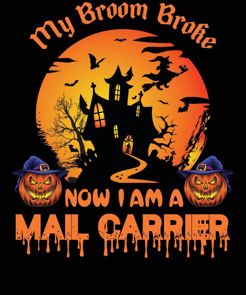 design de camiseta de carteiro para o halloween vetor