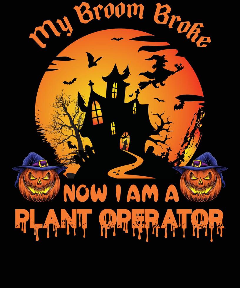 design de camiseta de operador de planta para o halloween vetor