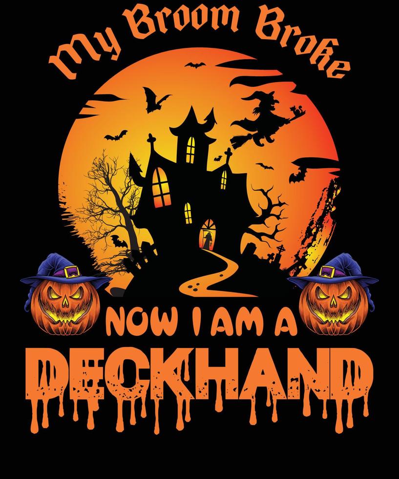 design de camiseta de deckhand para o halloween vetor