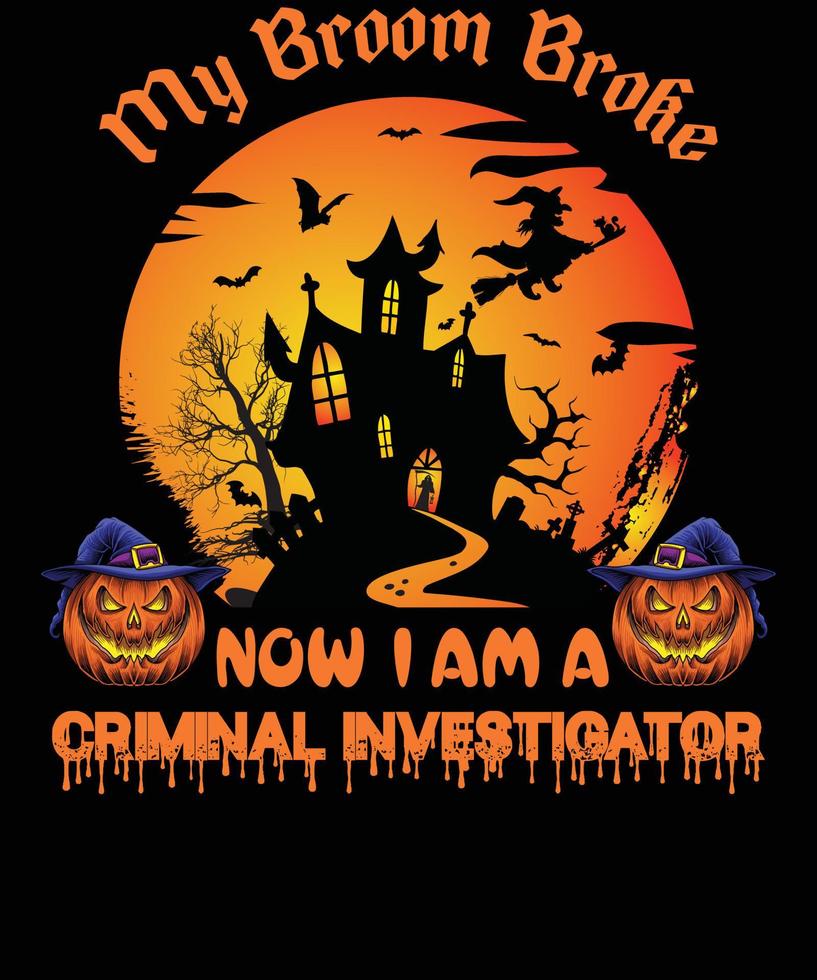 design de camiseta de investigador criminal para o halloween vetor