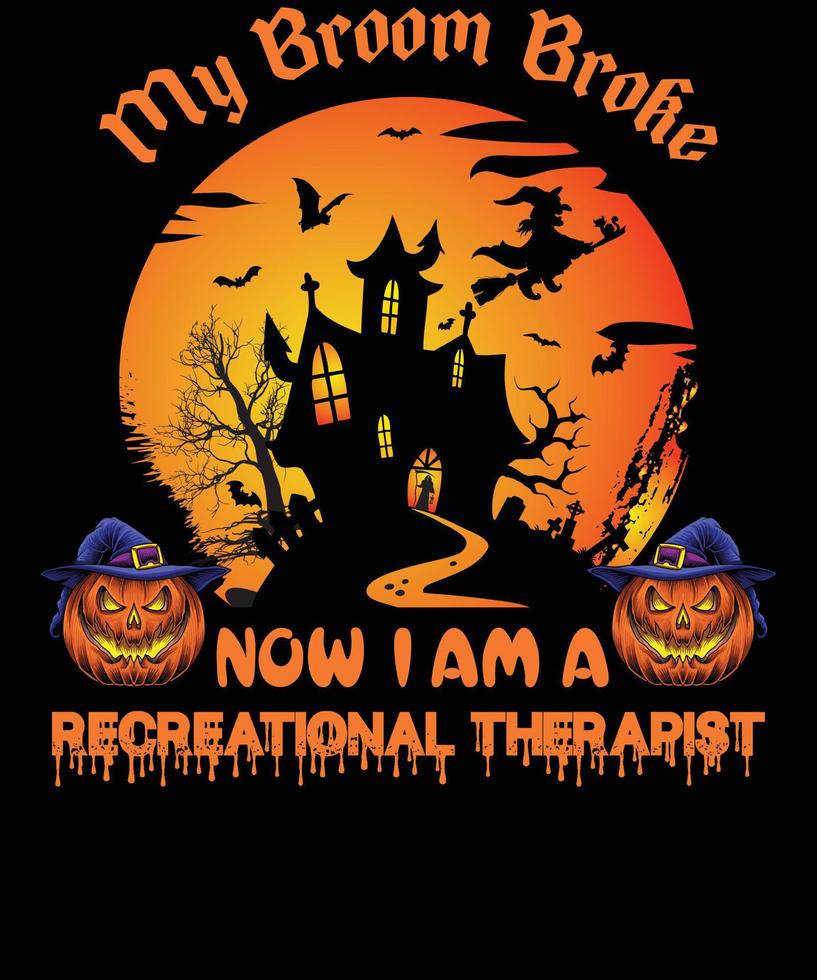 design de camiseta de terapeuta recreativo para o halloween vetor