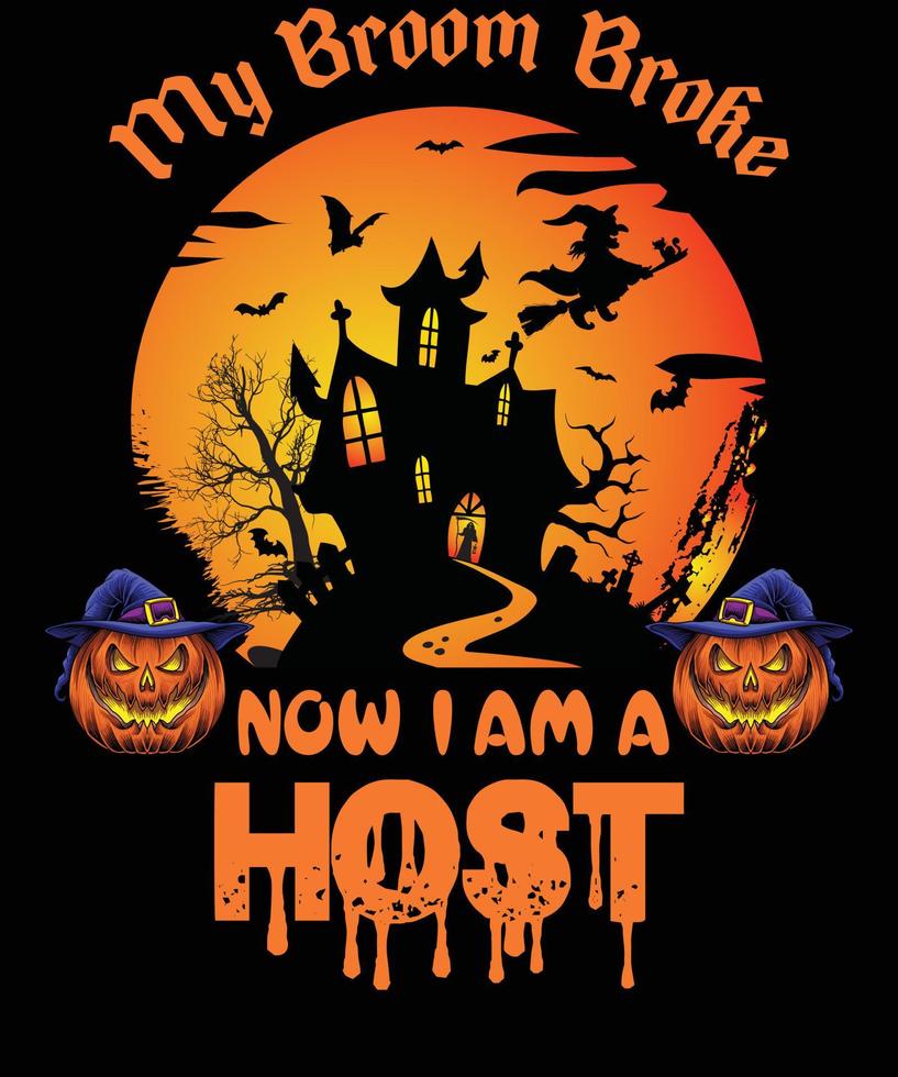 design de camiseta de anfitrião para o halloween vetor