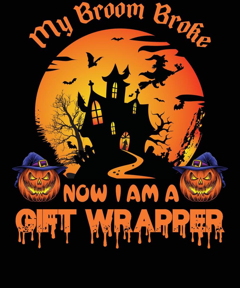 design de t-shirt de embrulho de presente para o halloween vetor