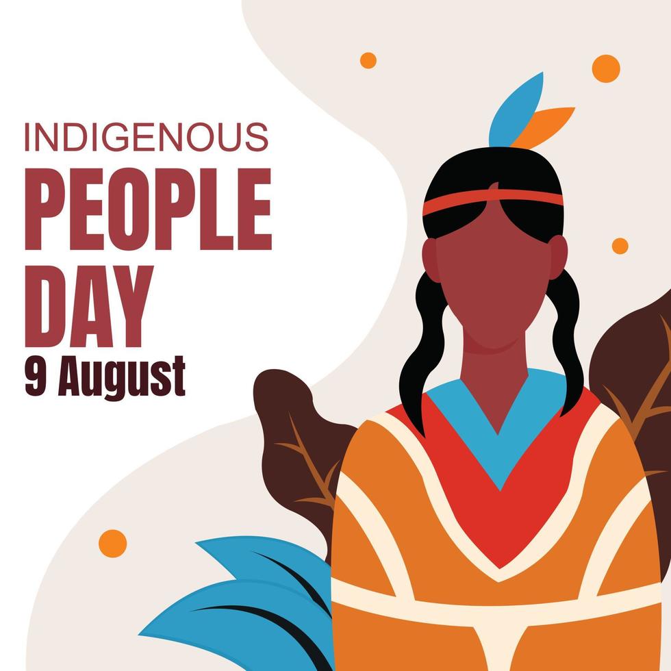 gráfico de ilustração vetorial de uma garota da tribo indígena, perfeito para o dia do povo indígena, cultura, cartão de felicitações, etc. vetor