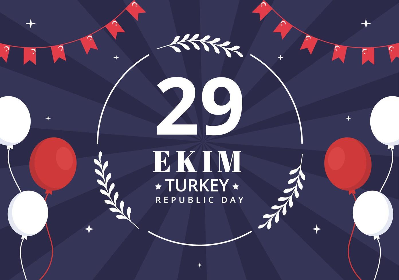 29 ekim turquia modelo de plano de fundo do dia da república ilustração plana dos desenhos animados desenhados à mão vetor