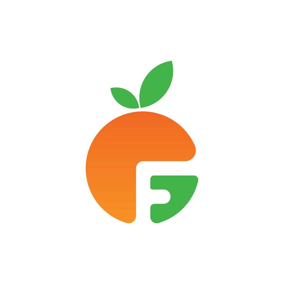 letra f laranja fruta natureza logotipo vetor