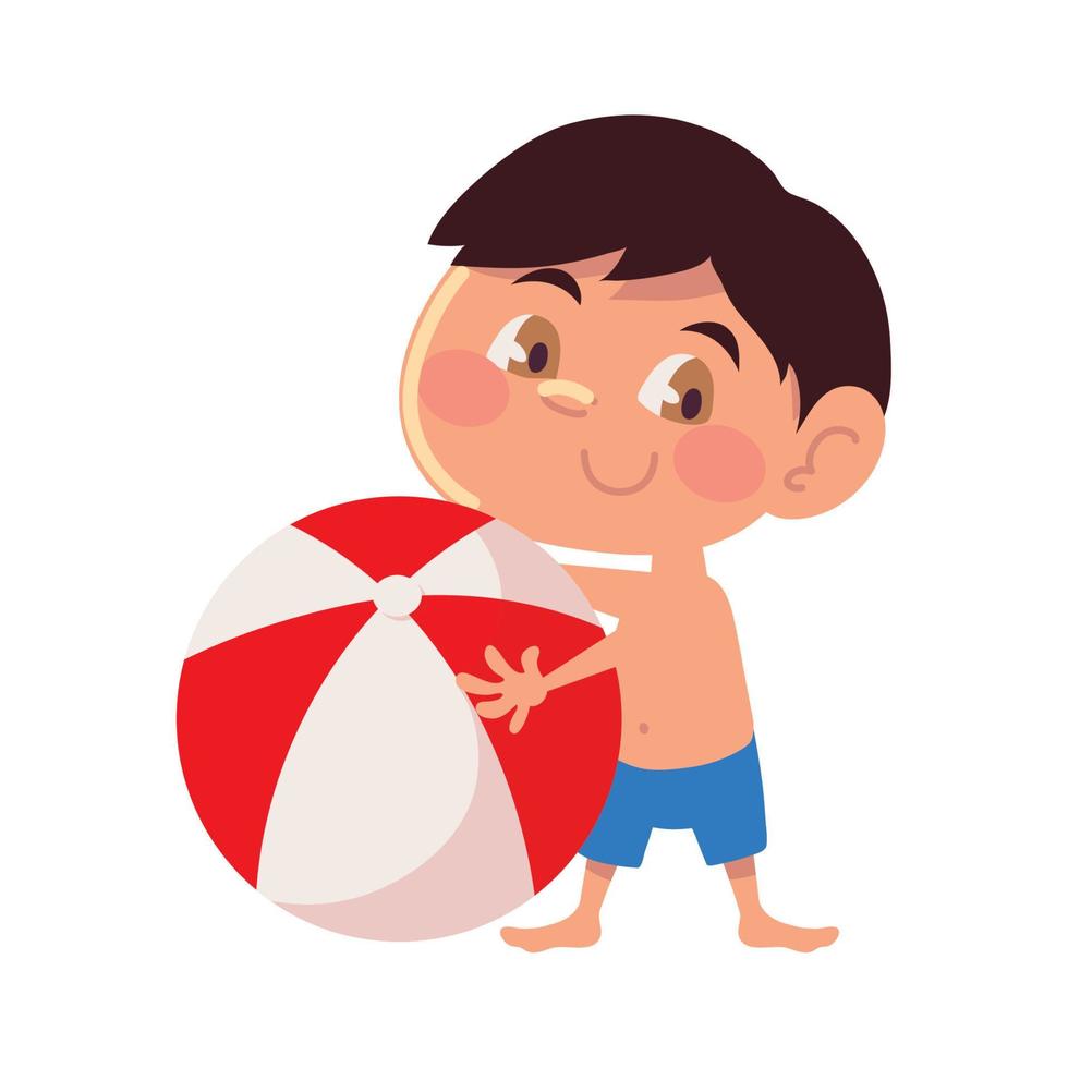 menino com bola de praia vetor