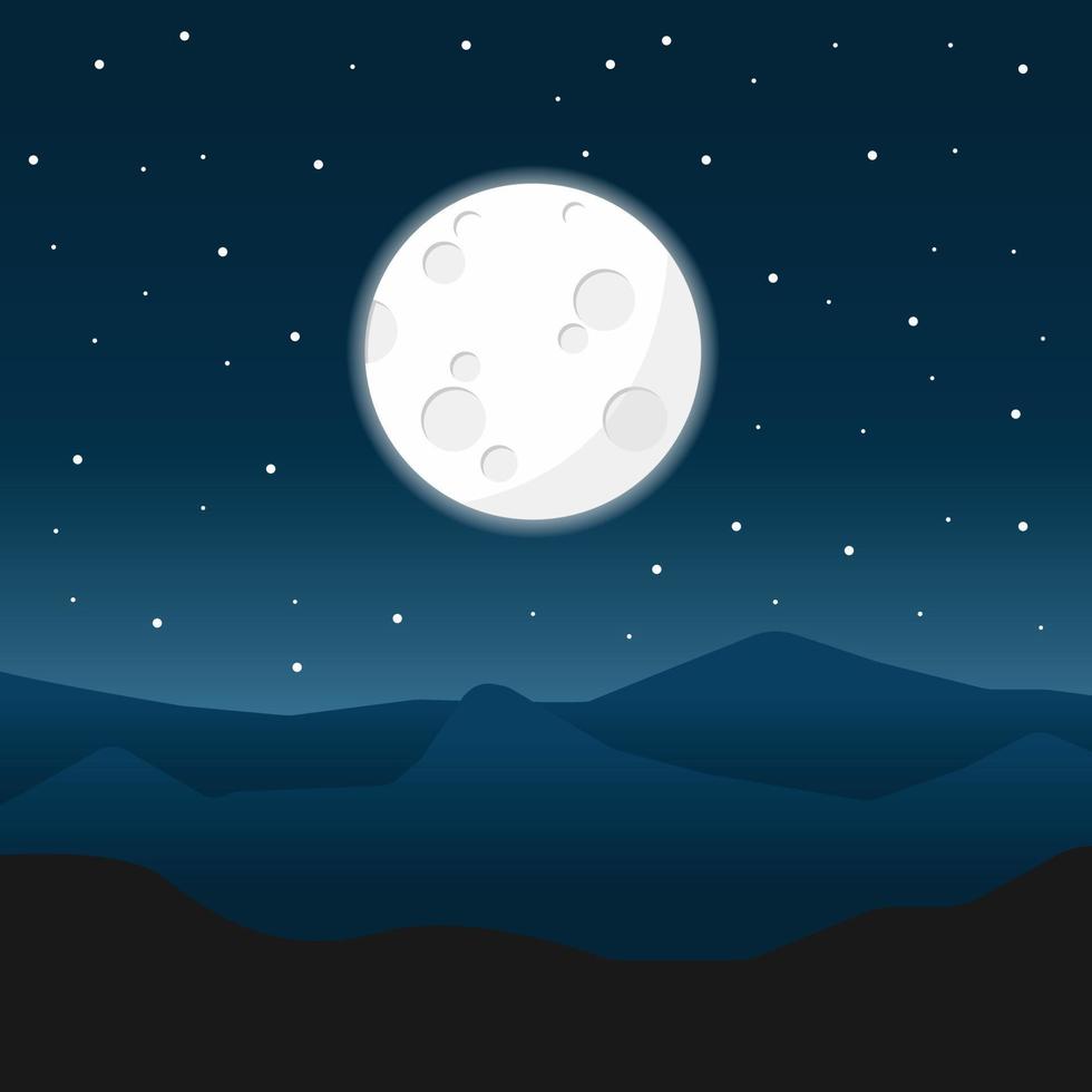 lua cheia à noite ilustração de design vetorial de paisagem vetor