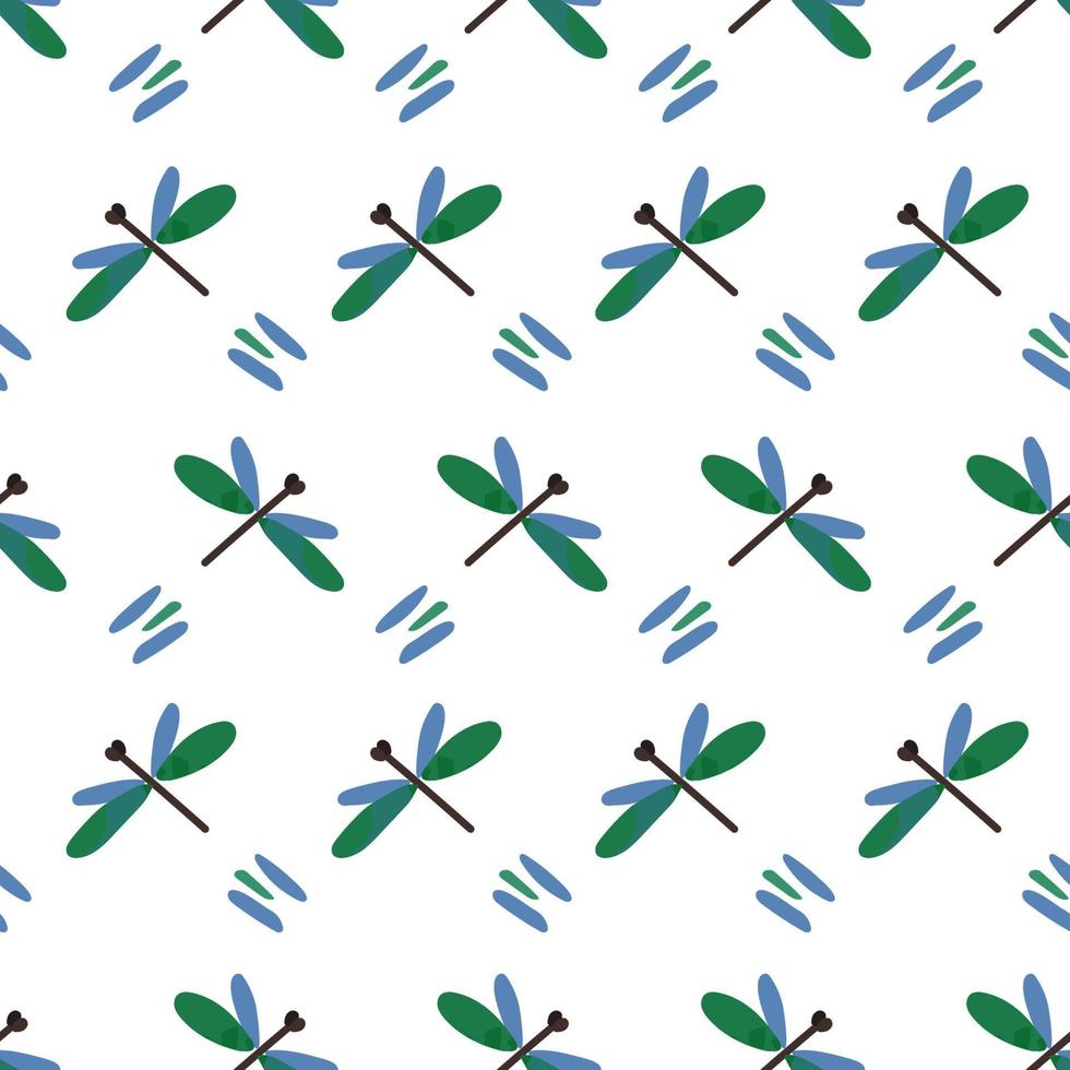 ilustração em vetor padrão sem costura libélula com manchas