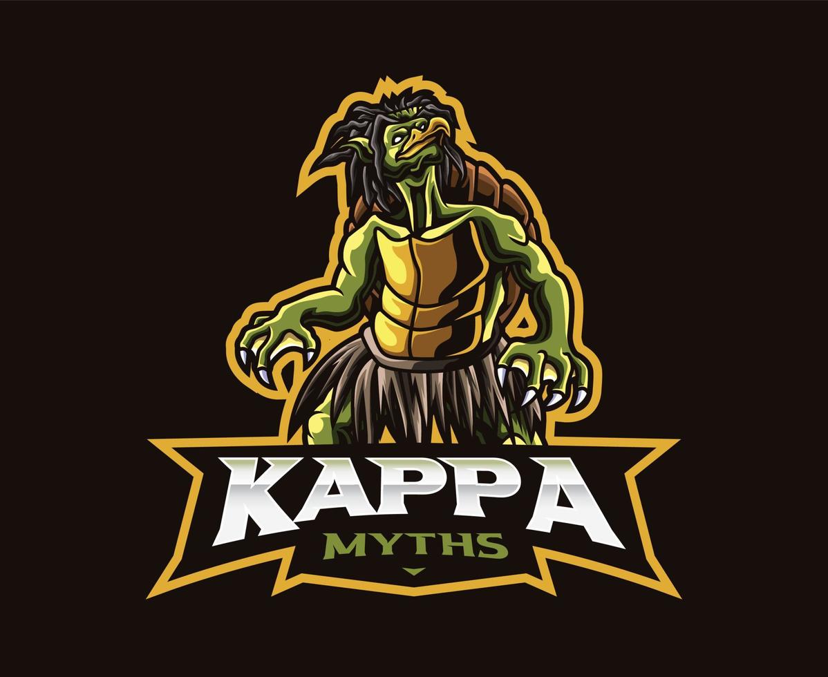 design de logotipo de mascote de monstro kappa vetor
