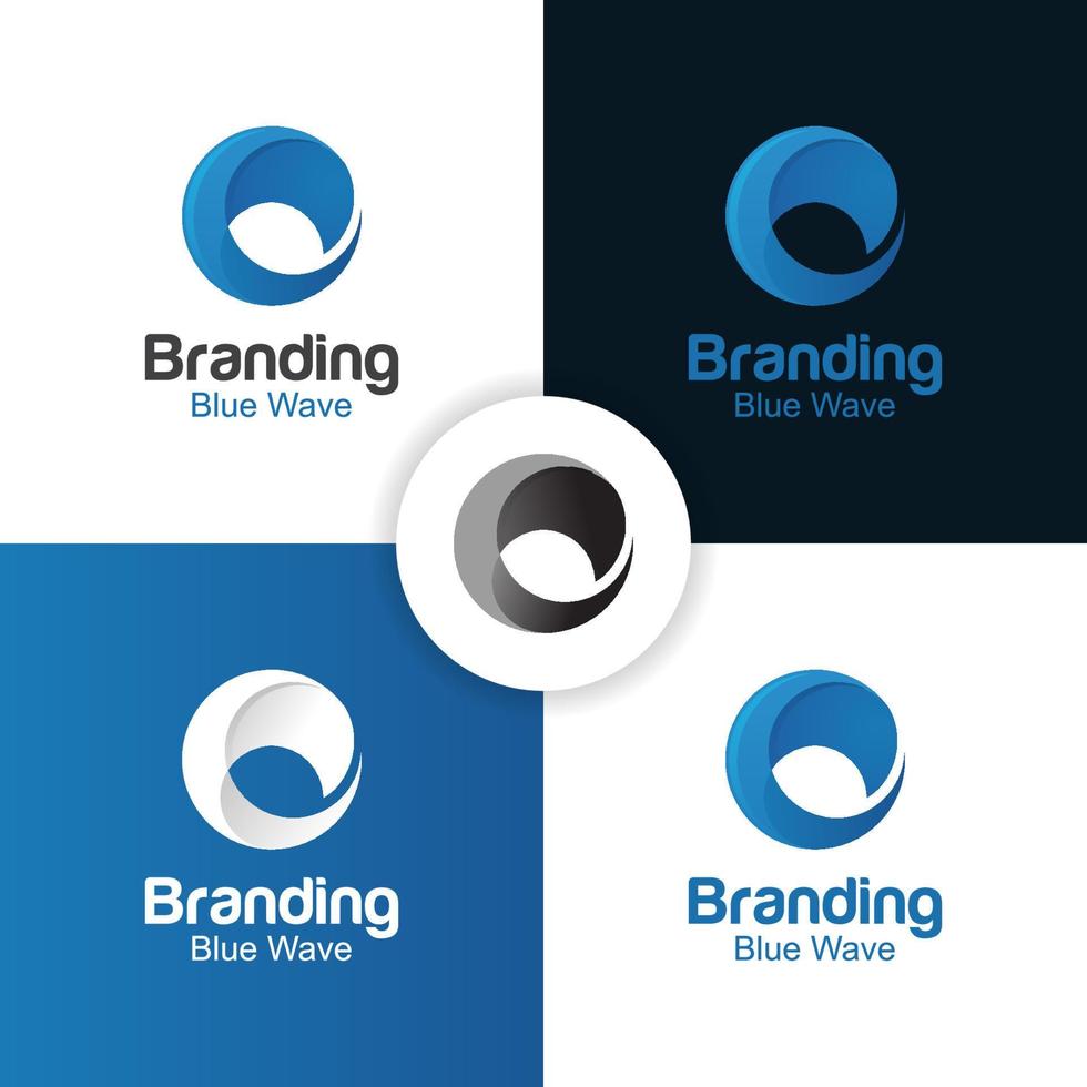 logotipo de onda de água azul gradiente. resumo espirra modelo de logotipo de elementos de ondas líquidas vetor