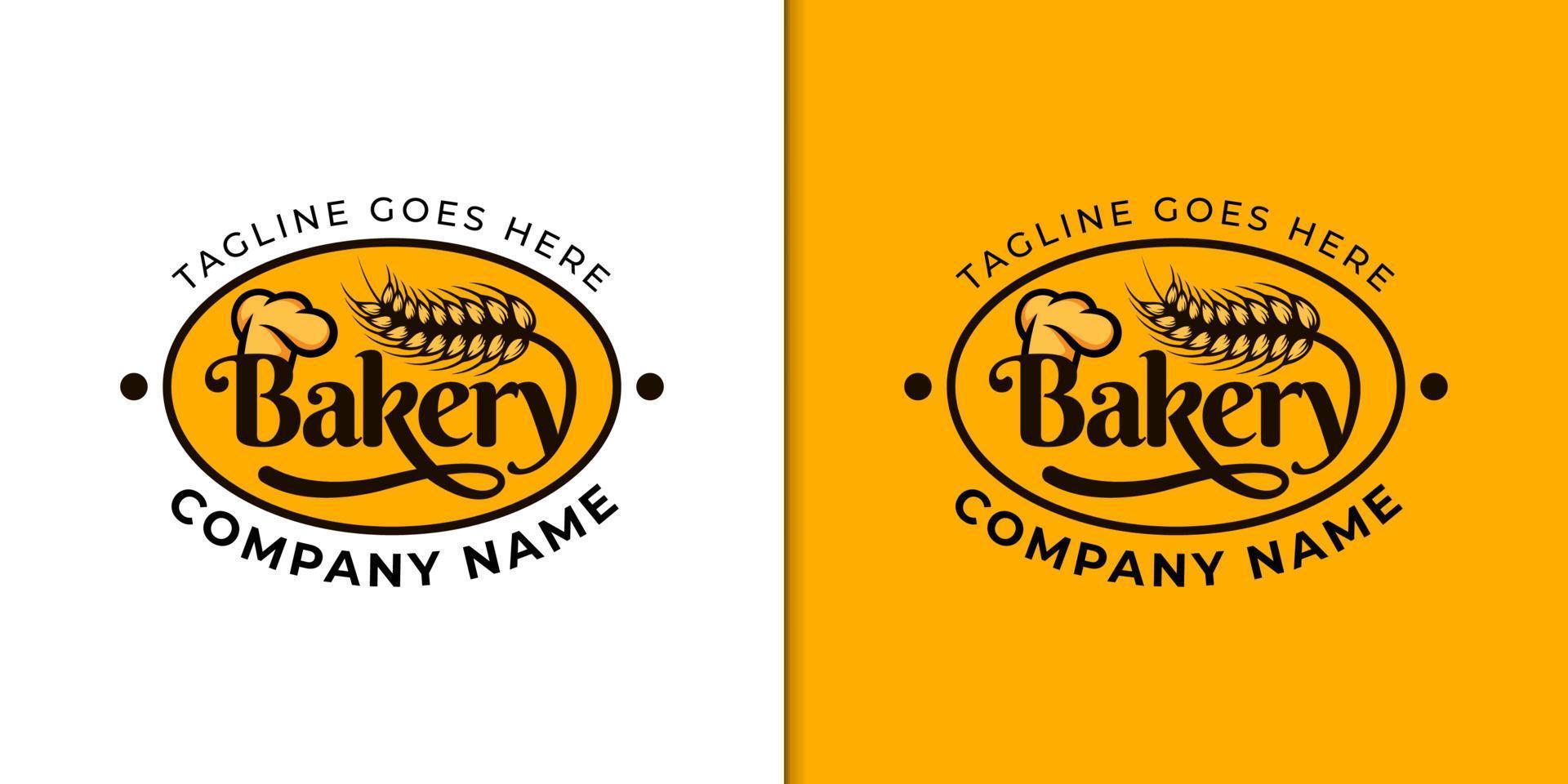 rótulo retro padaria pão e bolos design de logotipo distintivo para modelo de vetor de comida de negócios