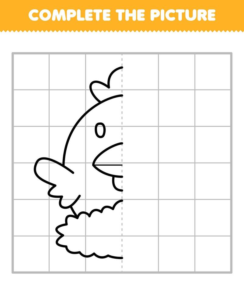 Jogo de educação para crianças corta e combina a mesma imagem de planilha  de fazenda imprimível de galinha de ovo de galinha de desenho animado  bonito