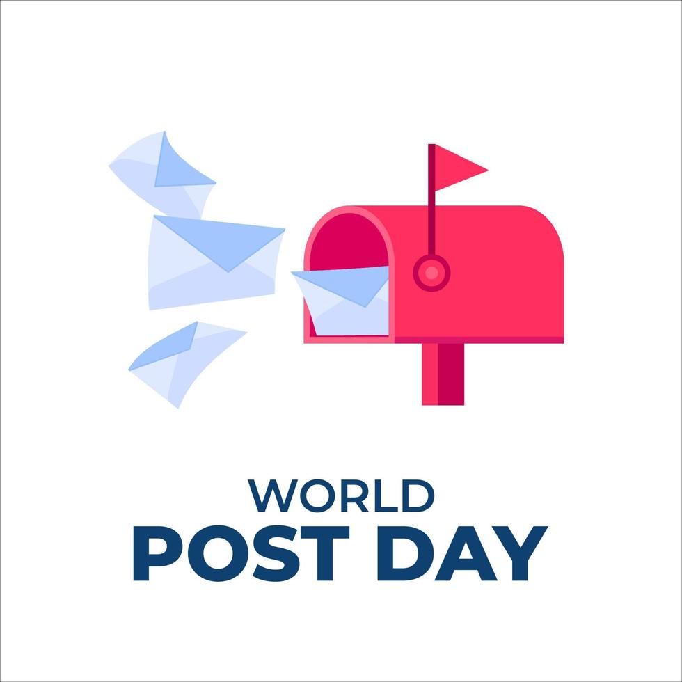 modelo de fundo de cartaz do dia mundial do post com caixa postal e e-mails ilustração vetorial plana celebração de outubro vetor