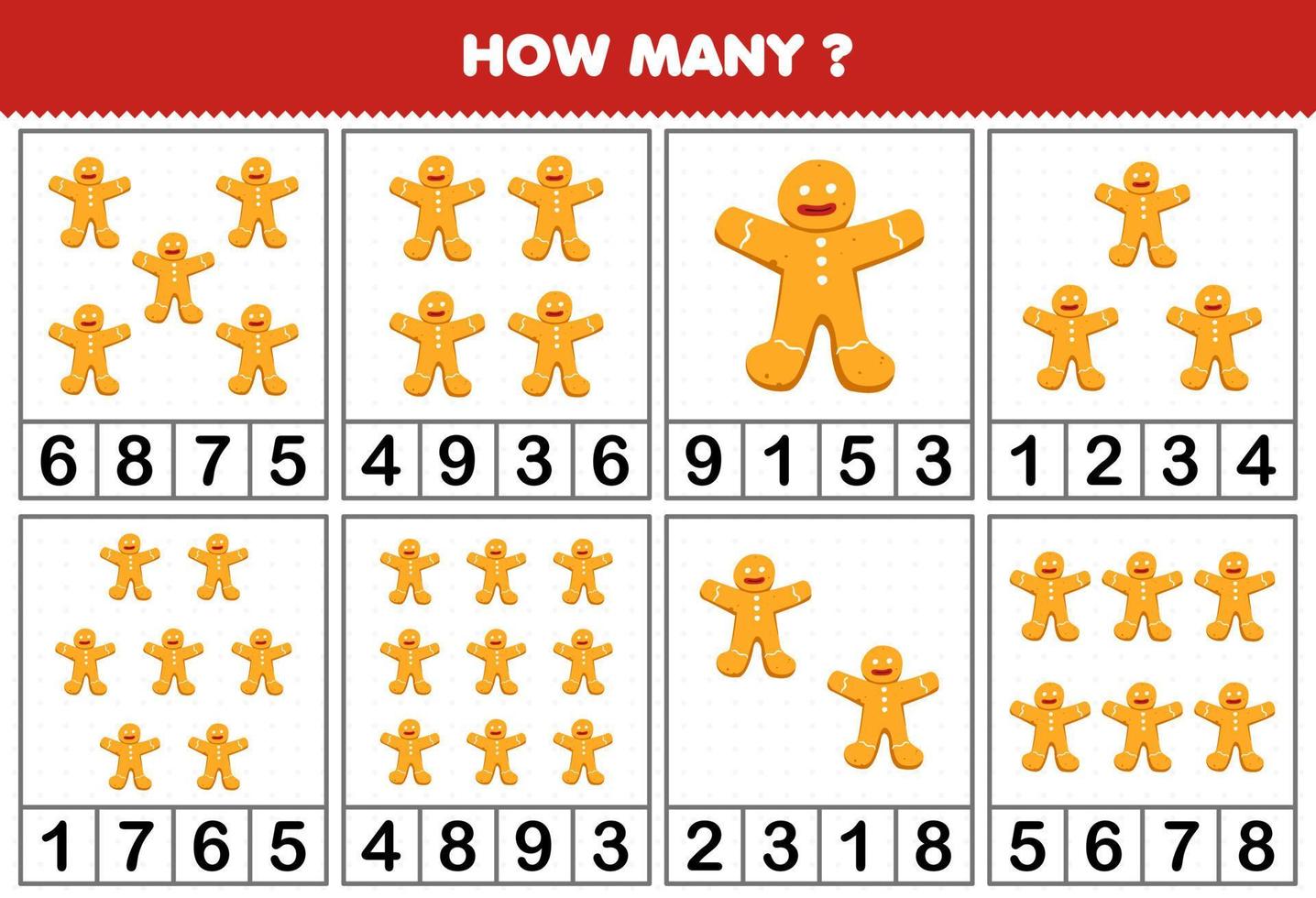 Jogo de educação para crianças contando quantos objetos em cada