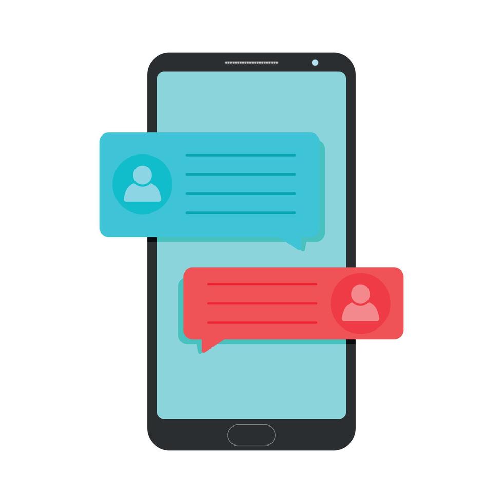 dispositivo smartphone com notificação de mensagens de bate-papo na tela ilustração vetorial de ícone de handphone vetor