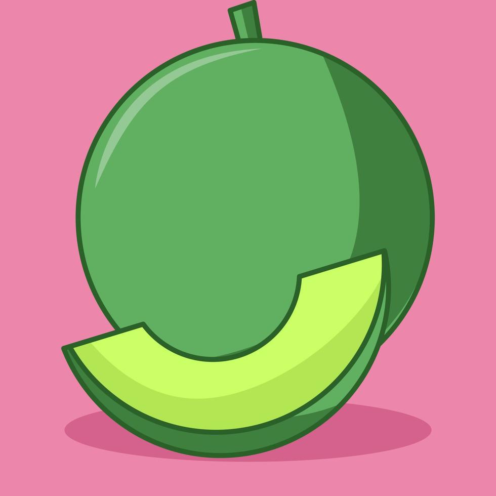 ilustração vetorial de fruta melão verde fofo vetor