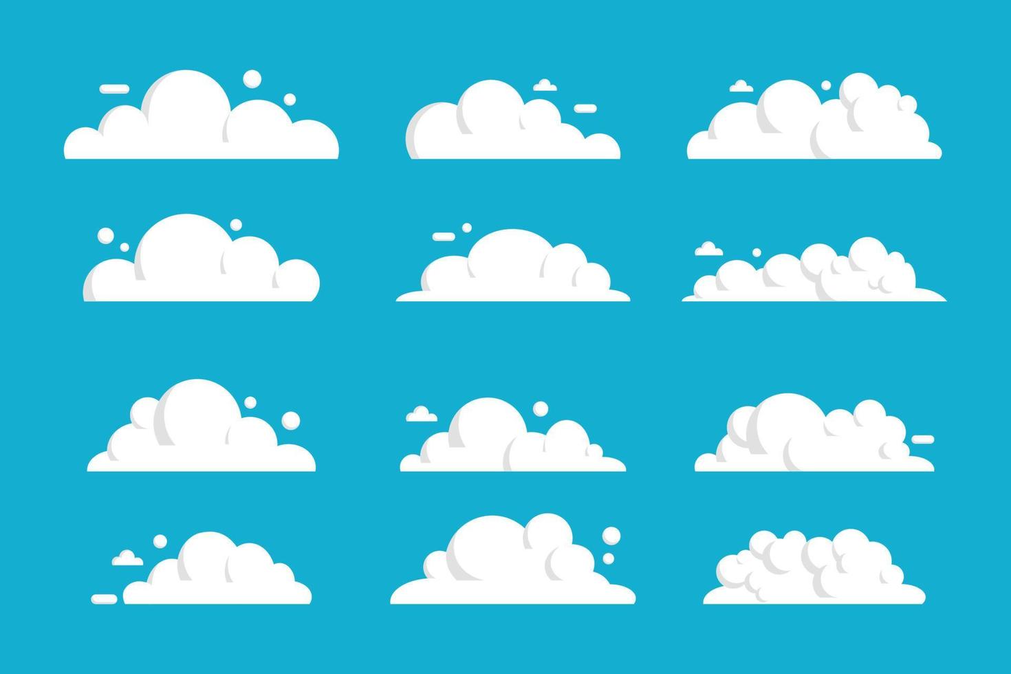 coleção de ícones de nuvem de design plano vetor