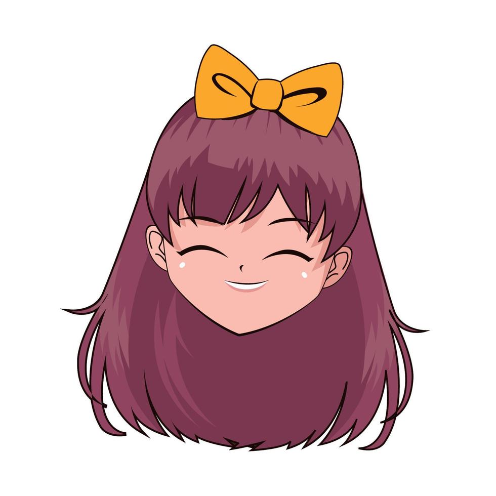 garota de anime sorridente vetor