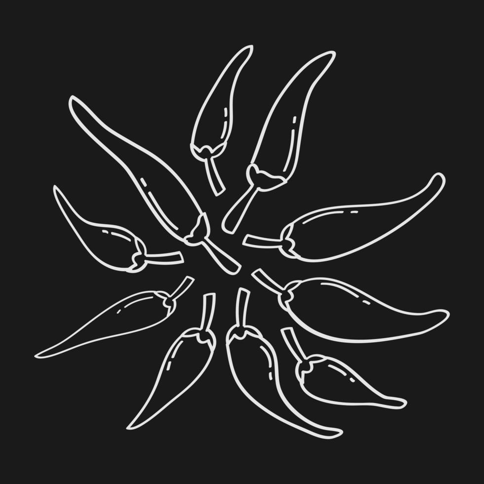 pimenta malagueta desenhada à mão em estilo doodle vetor