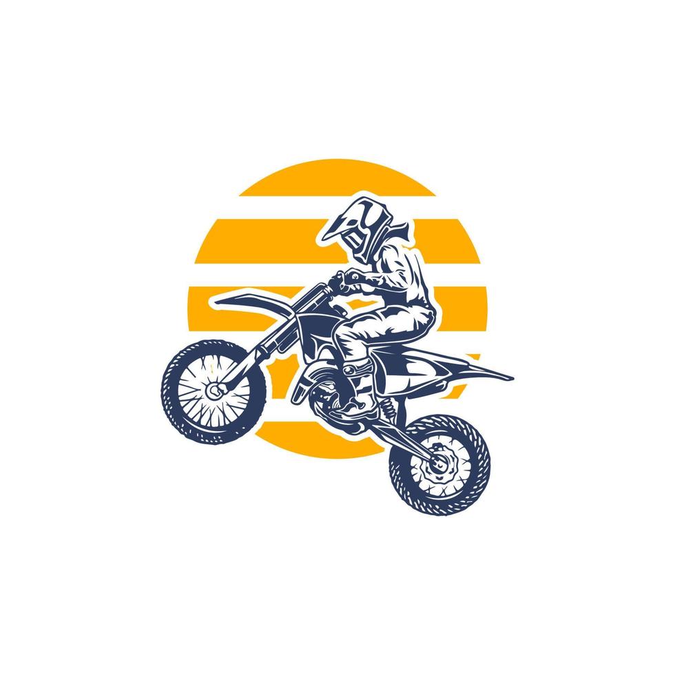 modelo de design de logotipo de salto de motocross ilustração retrô vintage vetor