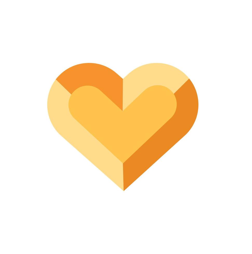 ícone plano de símbolo de baralho de ouro em forma de coração vetor