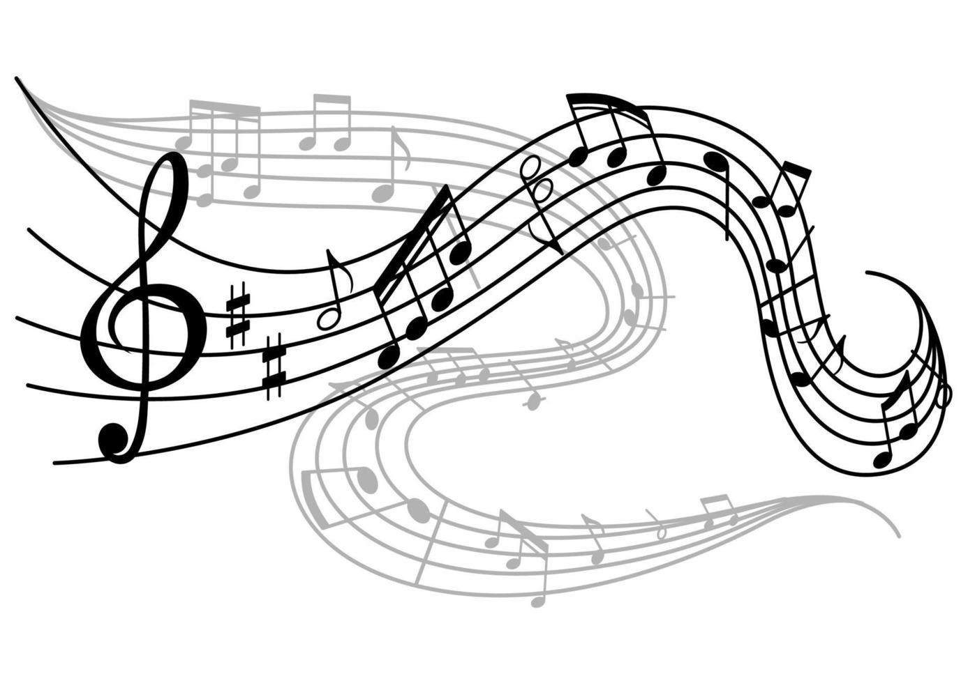 ondas de notas musicais vetor