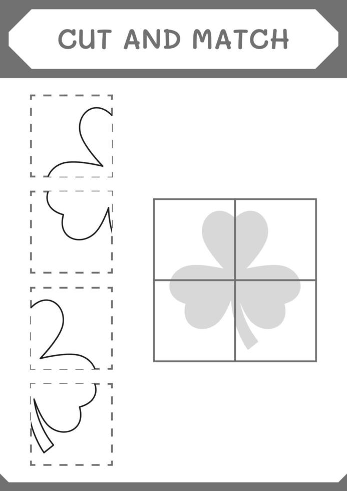 cortar e combinar partes de trevo, jogo para crianças. ilustração vetorial, planilha para impressão vetor