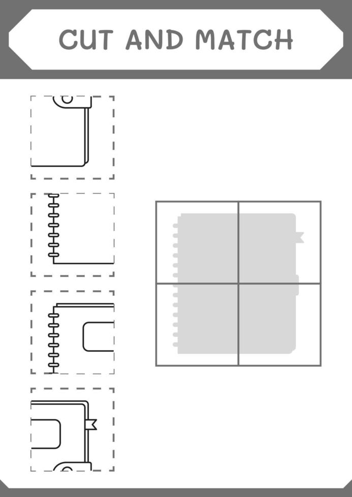 cortar e combinar partes do notebook, jogo para crianças. ilustração vetorial, planilha para impressão vetor