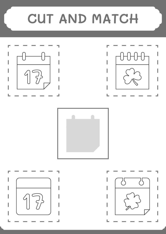 cortar e combinar partes do calendário, jogo para crianças. ilustração vetorial, planilha para impressão vetor