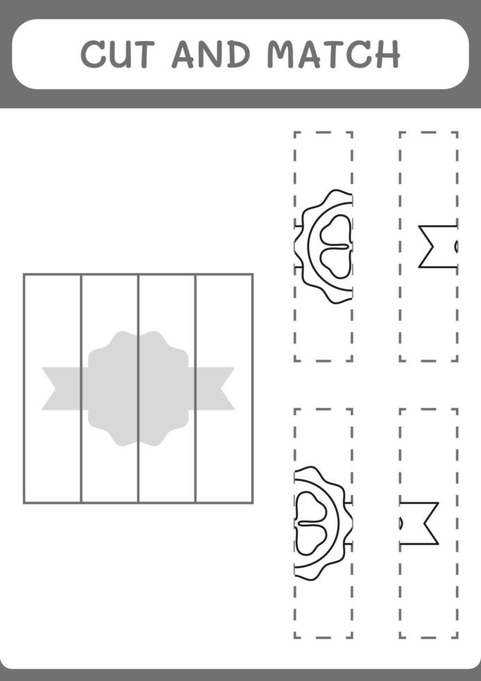 cortar e combinar partes do emblema do trevo, jogo para crianças. ilustração vetorial, planilha para impressão vetor