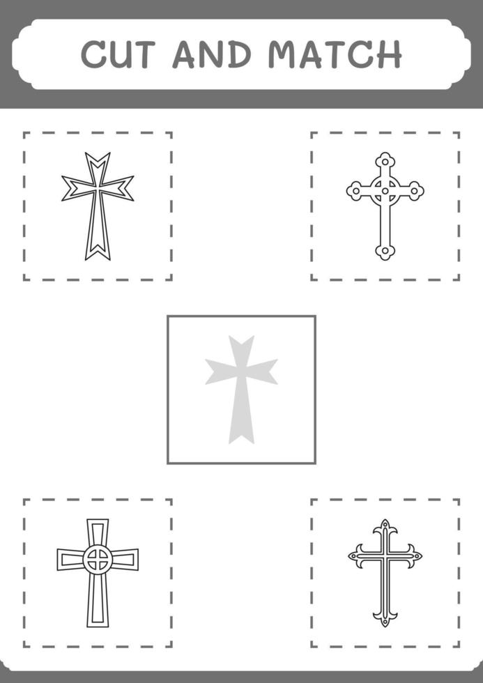 cortar e combinar partes da cruz cristã, jogo para crianças. ilustração vetorial, planilha para impressão vetor