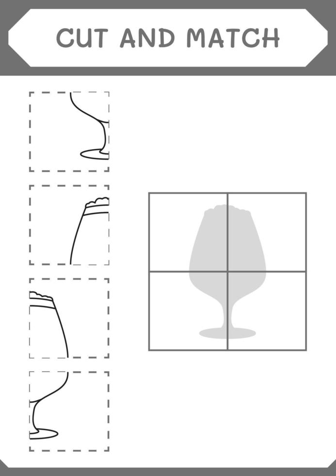 cortar e combinar partes de cerveja, jogo para crianças. ilustração vetorial, planilha para impressão vetor