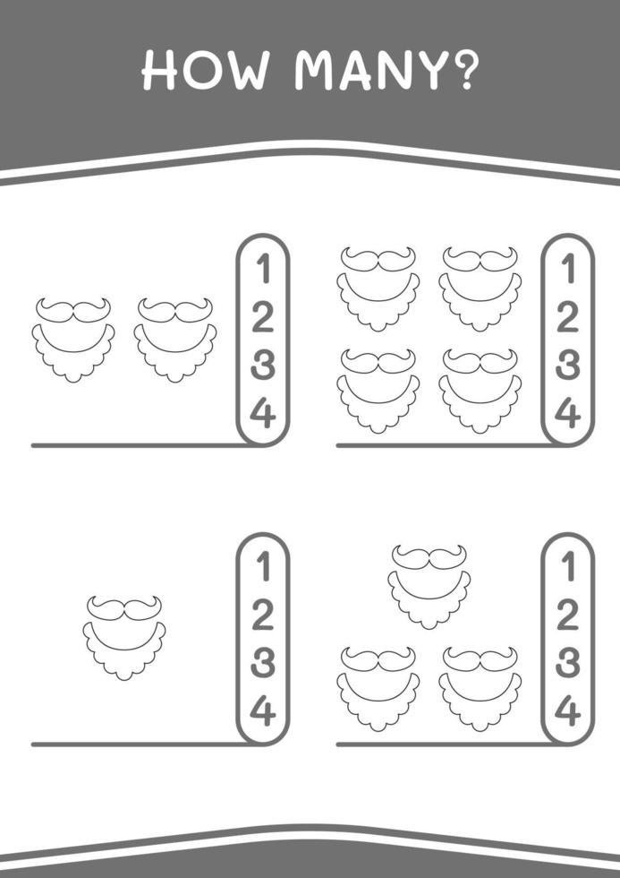 quantos de barba de duende, jogo para crianças. ilustração vetorial, planilha para impressão vetor