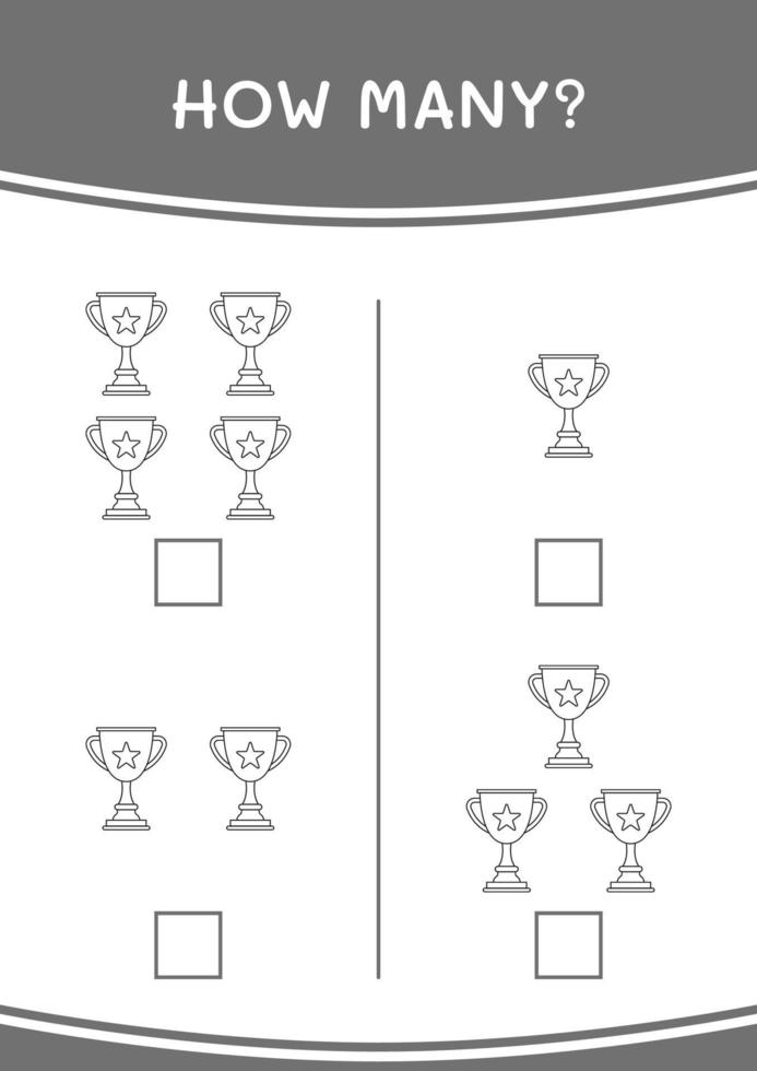 quantos de troféu, jogo para crianças. ilustração vetorial, planilha para impressão vetor