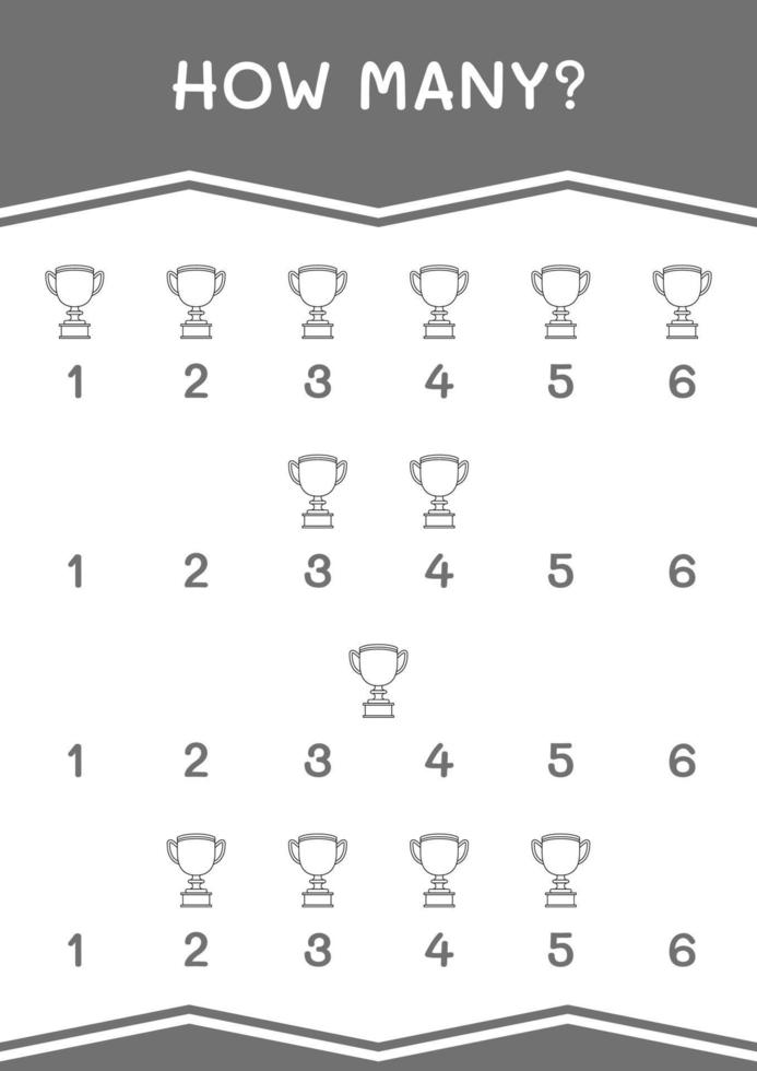 quantos de troféu, jogo para crianças. ilustração vetorial, planilha para impressão vetor