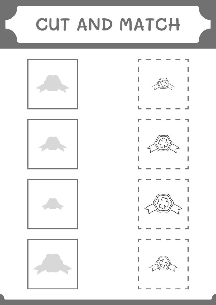 cortar e combinar partes do emblema do trevo, jogo para crianças. ilustração vetorial, planilha para impressão vetor