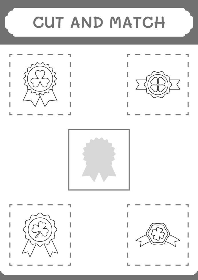 cortar e combinar partes do emblema do trevo, jogo para crianças. ilustração vetorial, planilha para impressão vetor