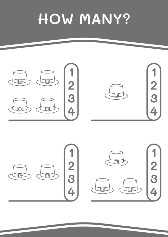 quantos de st. chapéu do dia de são patrício, jogo para crianças. ilustração vetorial, planilha para impressão vetor