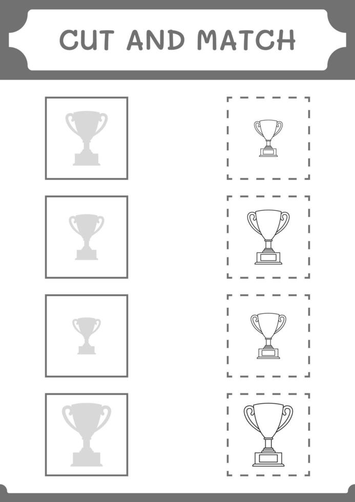 cortar e combinar partes do troféu, jogo para crianças. ilustração vetorial, planilha para impressão vetor