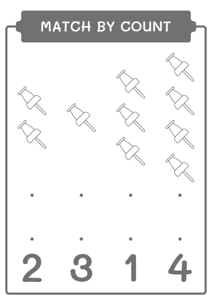 jogo por contagem de alfinete, jogo para crianças. ilustração vetorial, planilha para impressão vetor