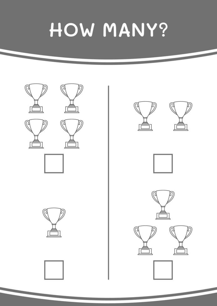 quantos de troféu, jogo para crianças. ilustração vetorial, planilha para impressão vetor