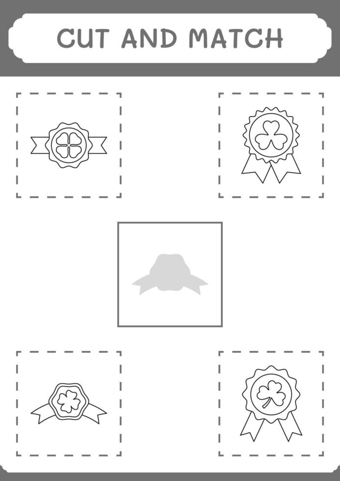 cortar e combinar partes do emblema do trevo, jogo para crianças. ilustração vetorial, planilha para impressão vetor