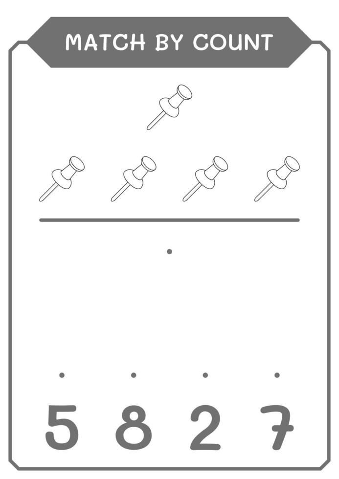 jogo por contagem de alfinete, jogo para crianças. ilustração vetorial, planilha para impressão vetor