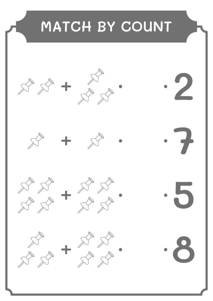 jogo por contagem de alfinete, jogo para crianças. ilustração vetorial, planilha para impressão vetor