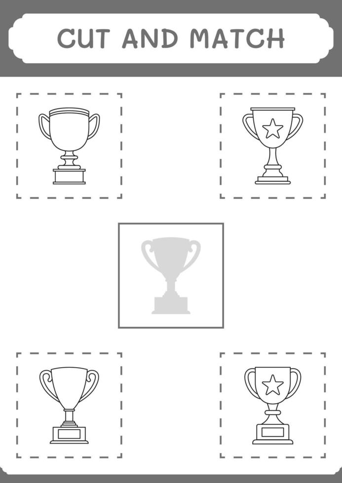cortar e combinar partes do troféu, jogo para crianças. ilustração vetorial, planilha para impressão vetor