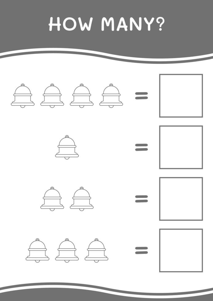 quantos de sino, jogo para crianças. ilustração vetorial, planilha para impressão vetor